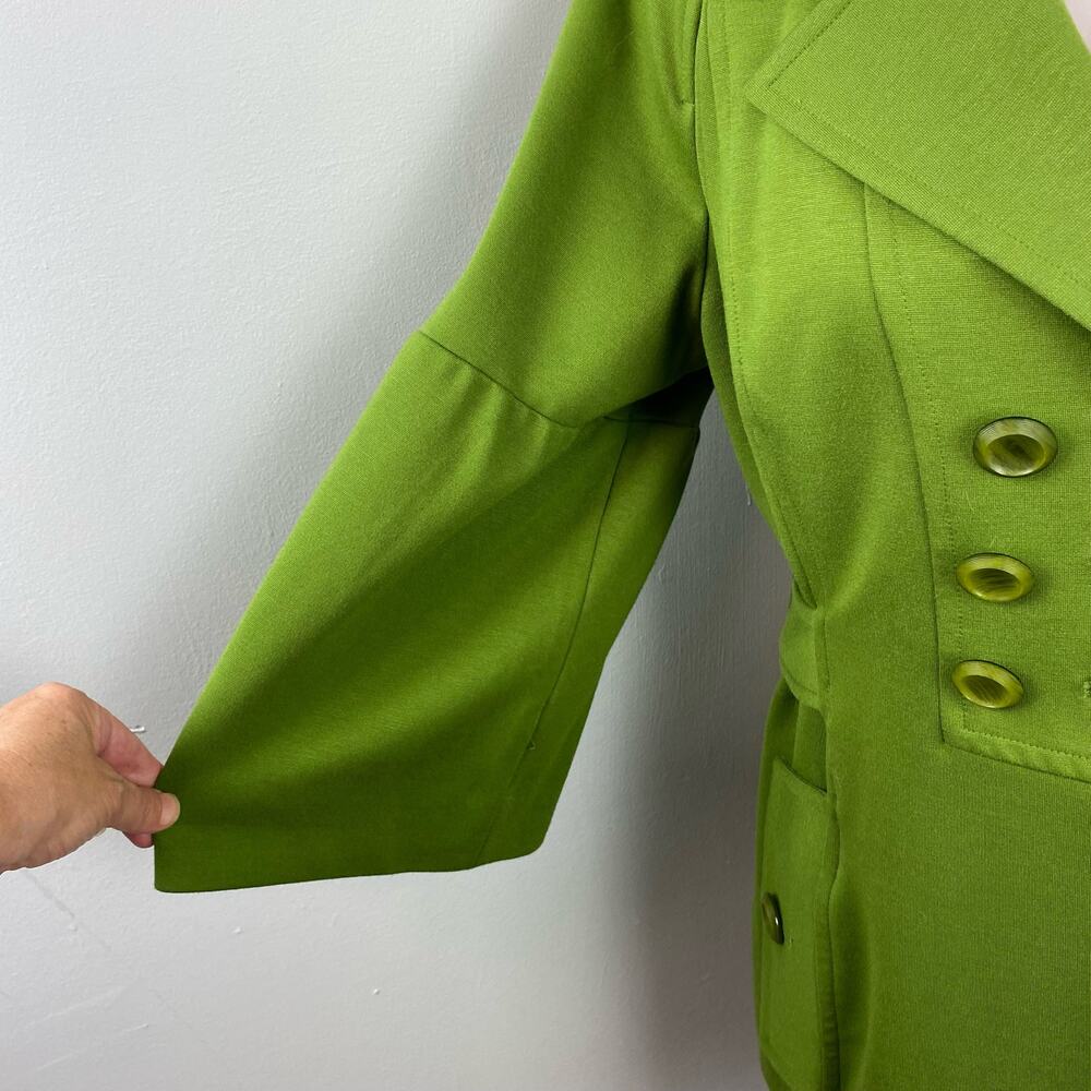 Sandro Green Double Breasted Button Bell Sleeve Coat Jacket Large - Picture 4 of 9